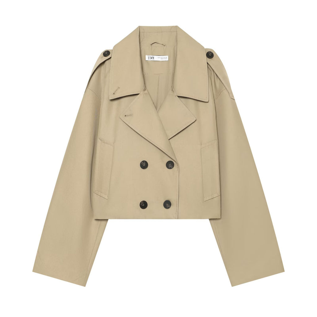 Double breasted double breasted suit collar windbreaker jacket